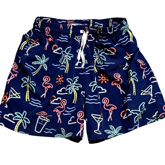 chubbies Other - Chubbies The Neon Lights Swim Trunks Mens Medium Navy Blue Tropical 5.5"
